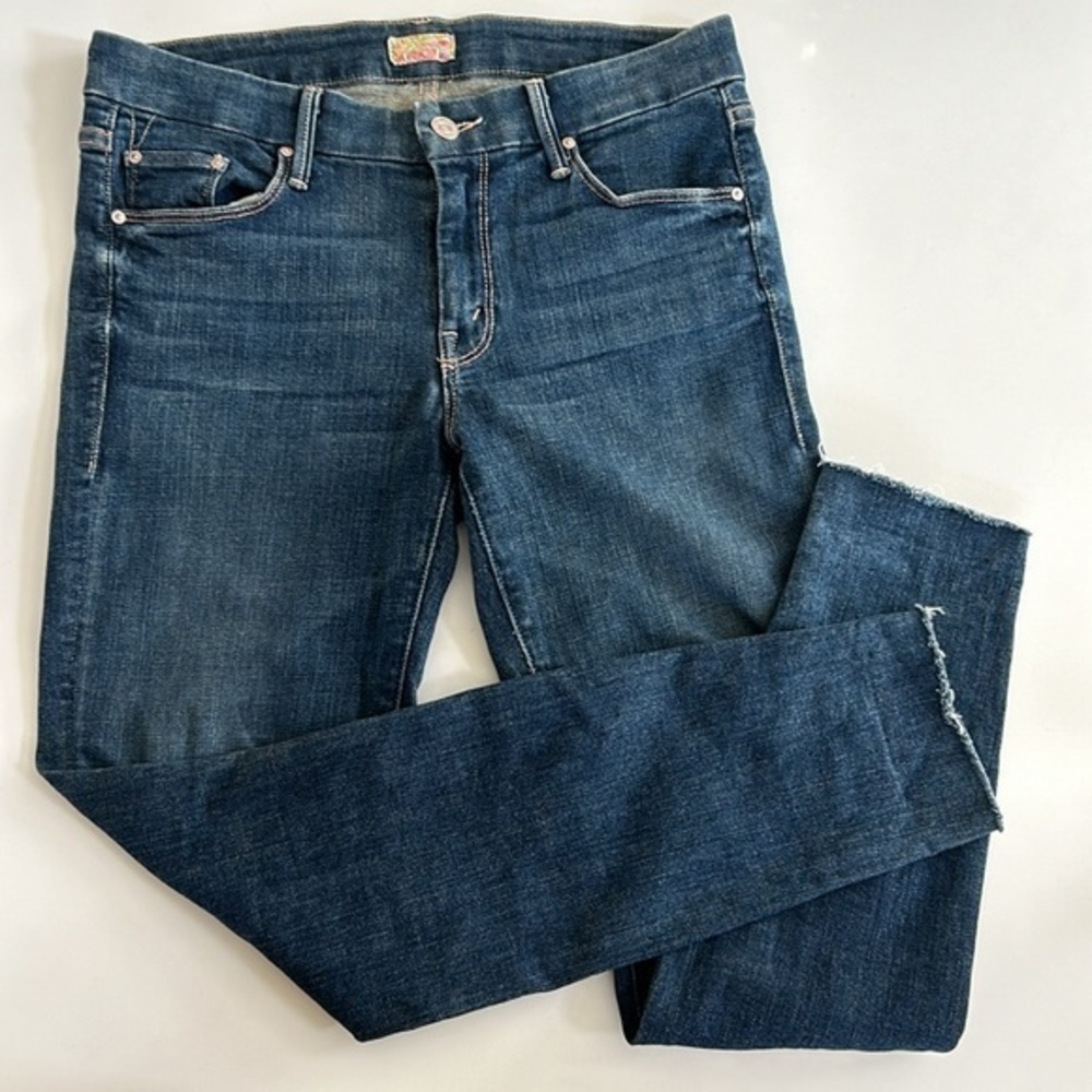 MOTHER The Looker Ankle Fray Skinny Jean in Girl Crush size 27 EUC Raw Hem
